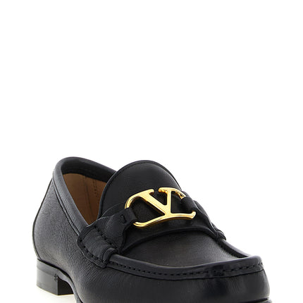 Valentino Garavani Black Buffalo Leather Slip-On Loafers