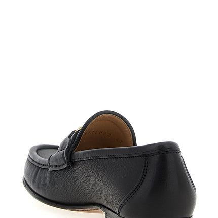 Valentino Garavani Black Buffalo Leather Slip-On Loafers