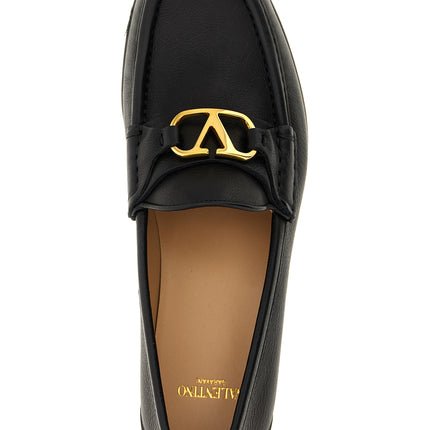 Valentino Garavani Black Buffalo Leather Slip-On Loafers
