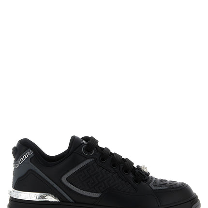 Versace Black Calfskin Athletic Sneakers