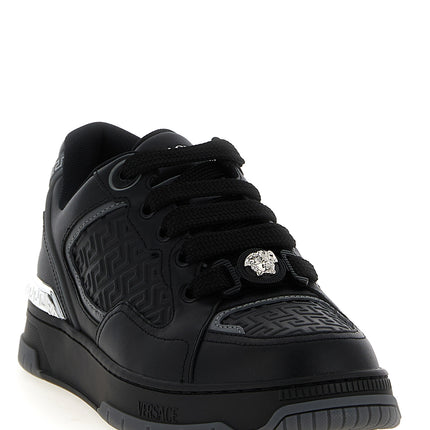 Versace Black Calfskin Athletic Sneakers