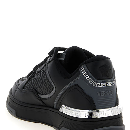 Versace Black Calfskin Athletic Sneakers