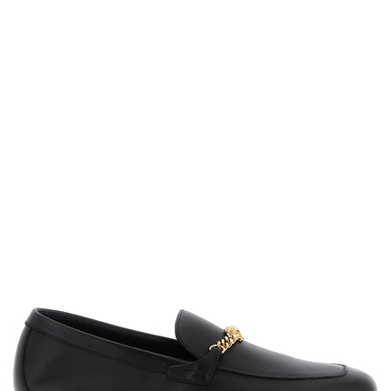 Versace Black Calfskin Slip-On Loafers