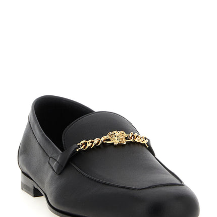 Versace Black Calfskin Slip-On Loafers