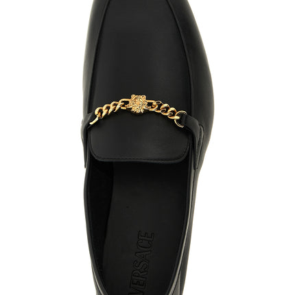Versace Black Calfskin Slip-On Loafers