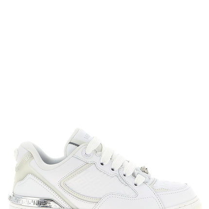 Versace White Calfskin Low Top Sneakers