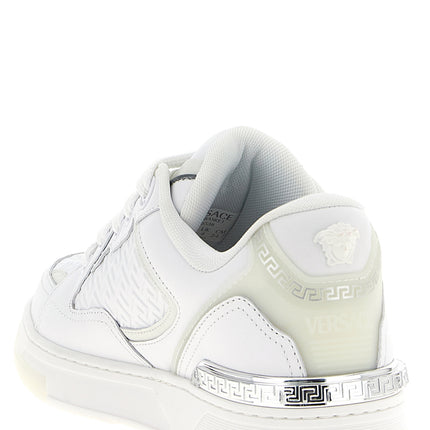 Versace White Calfskin Low Top Sneakers