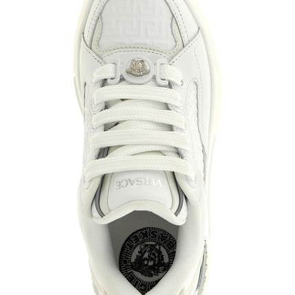 Versace White Calfskin Low Top Sneakers