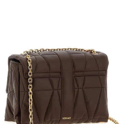 Versace Brown Lamb Leather Shoulder Bag