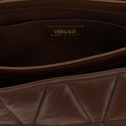 Versace Brown Lamb Leather Shoulder Bag