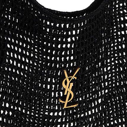 Saint Laurent Black Raffia Shoulder Bag