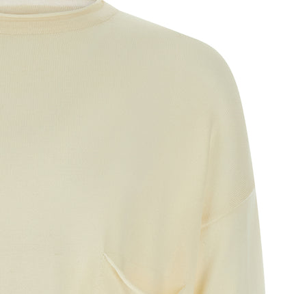 MA'RY'YA White Virgin Wool Cardigan
