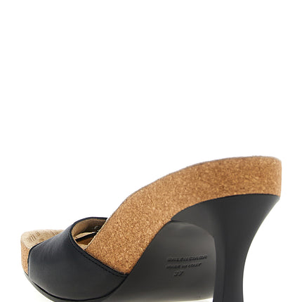 Balenciaga Black Calfskin Stiletto Heel Sandals
