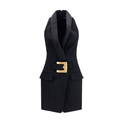 Balmain Black Wool Oves Aries Casual Dress