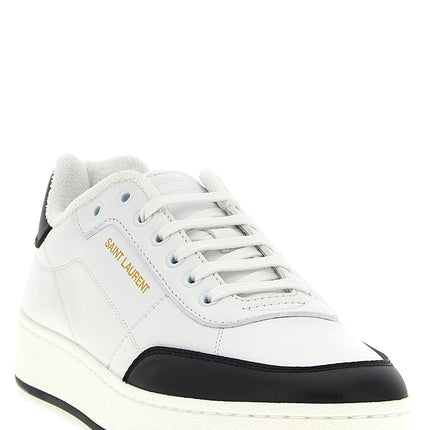 Saint Laurent Bicolor Calfskin Low Top Sneakers