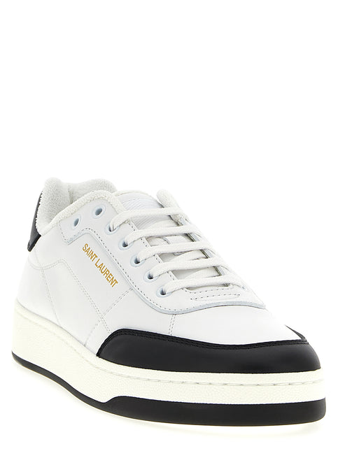 Saint Laurent Bicolor Calfskin Low Top Sneakers