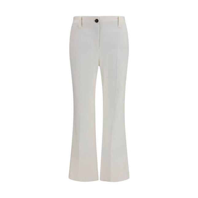 Brunello Cucinelli White Cotton Flared Pants