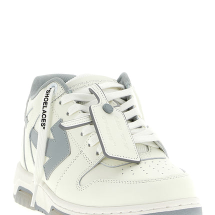 Off-White Gray Leather Low Top Sneakers