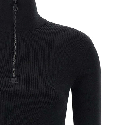 Courrèges Black Merino Wool Short Dress