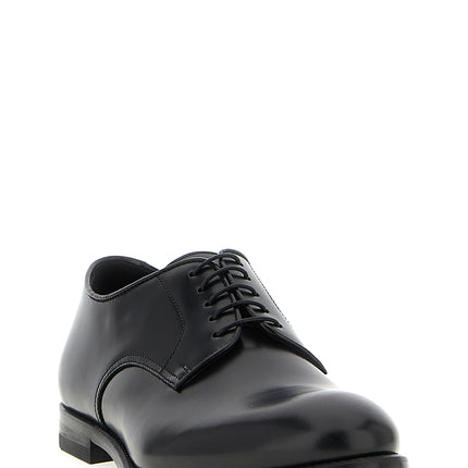 Doucal's Black Calfskin Oxfords And Derbies