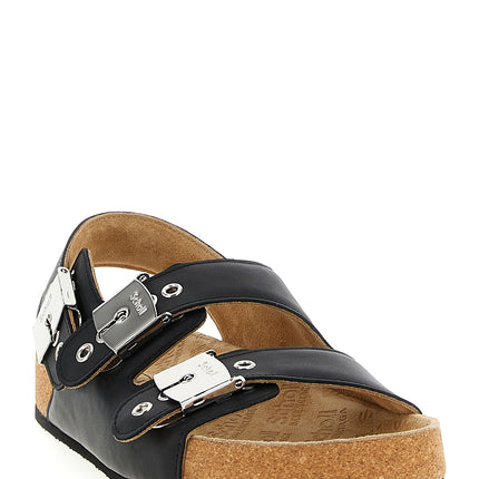 Balenciaga Black Calfskin Flat Sandals