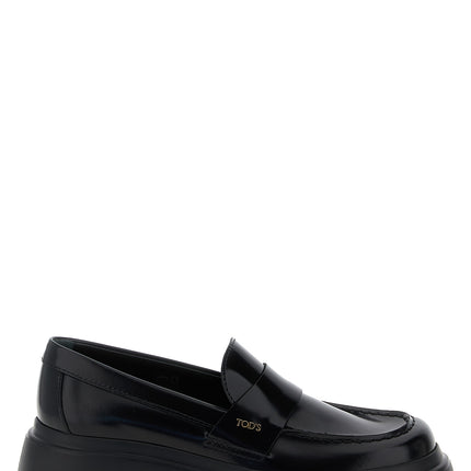 Tod's Black Calfskin Slip-On Loafers