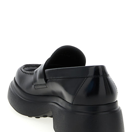 Tod's Black Calfskin Slip-On Loafers