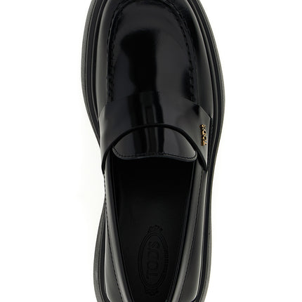 Tod's Black Calfskin Slip-On Loafers