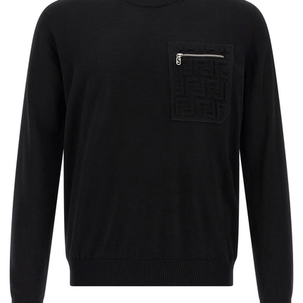 Fendi Black Virgin Wool Cardigan