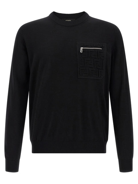 Fendi Black Virgin Wool Cardigan