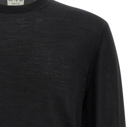 MA'RY'YA Black Virgin Wool Cardigan