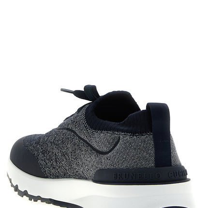 Brunello Cucinelli Blue Cotton Athletic Sneakers Brunello Cucinelli