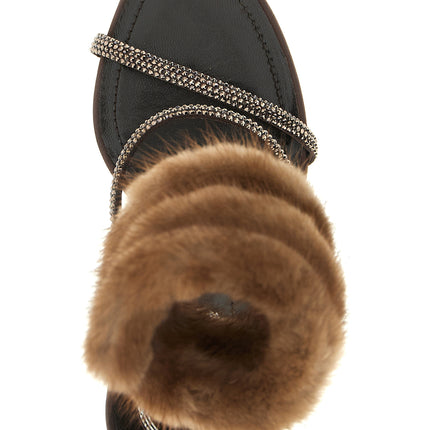 RENE CAOVILLA Brown Satin Stiletto Heel Sandals