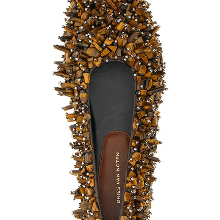 Dries Van Noten Brown Viscose Ballet Flats