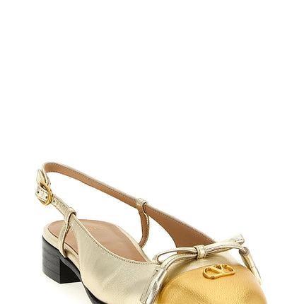 Valentino Garavani Gold Leather Ballet Flats