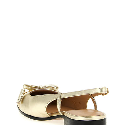 Valentino Garavani Gold Leather Ballet Flats