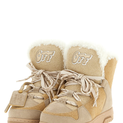 Off-White Beige Calfskin Ankle Boots