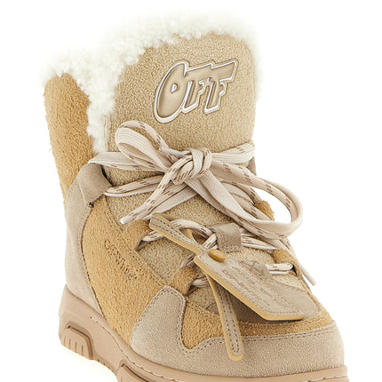Off-White Beige Calfskin Ankle Boots