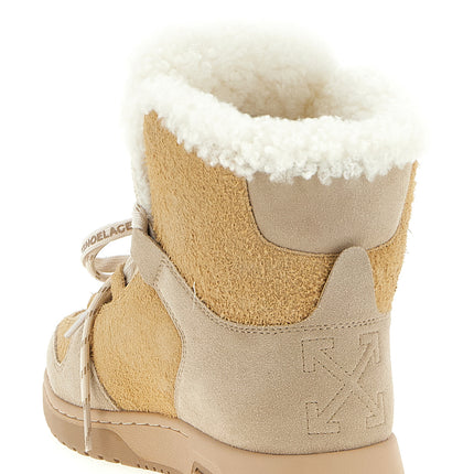 Off-White Beige Calfskin Ankle Boots