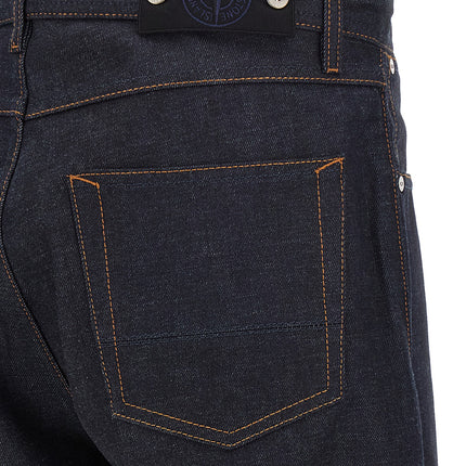 Stone Island Blue Cotton Straight-Leg Jeans
