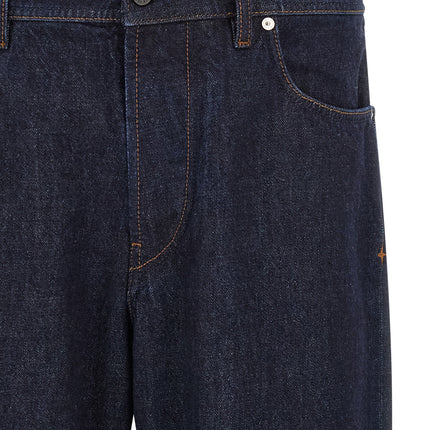 Stone Island Blue Cotton Straight-Leg Jeans