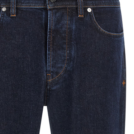 Stone Island Blue Cotton Straight-Leg Jeans