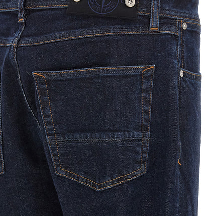 Stone Island Blue Cotton Straight-Leg Jeans