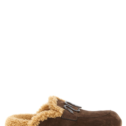RENE CAOVILLA Brown Calfskin Slides