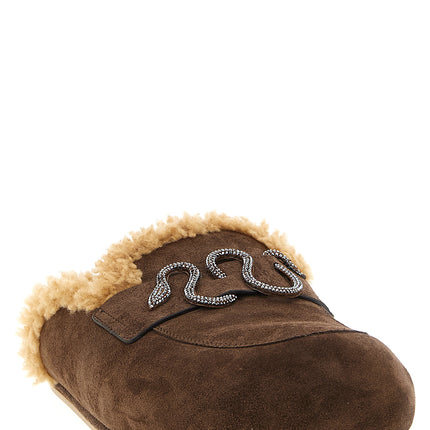 RENE CAOVILLA Brown Calfskin Slides