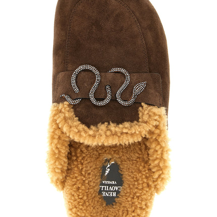 RENE CAOVILLA Brown Calfskin Slides