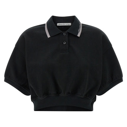 T BY ALEXANDER WANG Black Cotton Polo Shirt