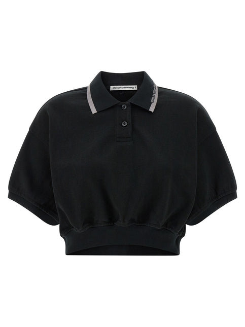 T BY ALEXANDER WANG Black Cotton Polo Shirt