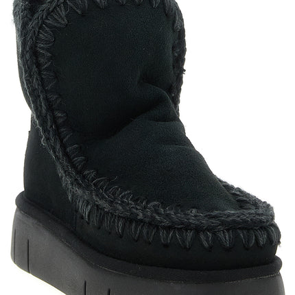 Mou Black Lamb Leather Ankle Boots