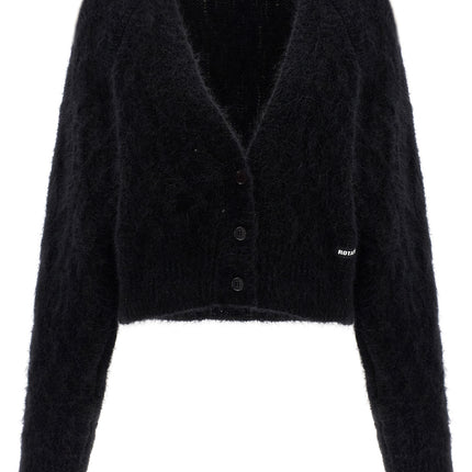 ROTATE BIRGER CHRISTENSEN Black Alpaca Leather Cardigan